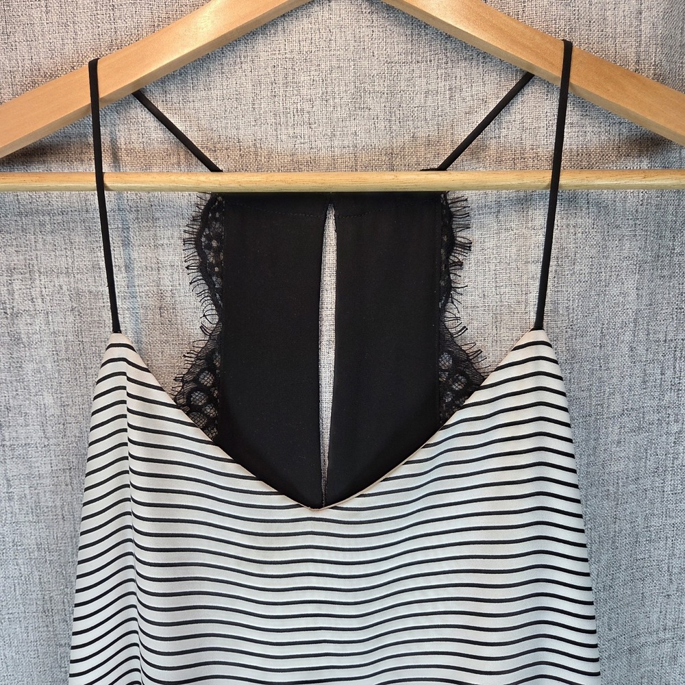 Express Womens Striped Sexy Strappy Blouse Lace‎ Size Medium Preppy